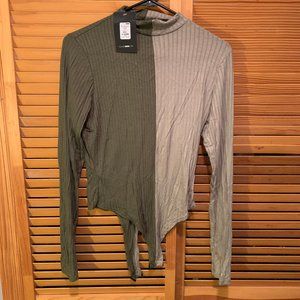 Vertical split two-toned bodysuit